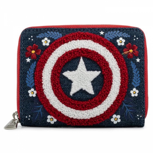 Кошелек Loungefly Marvel Captain America 80th Anniversary Floral Sheild Zip Around Wallet MVWA0157